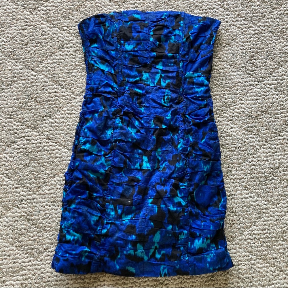 5/$15 BB Dakota Blue & Black Abstract Pattern Strapless Dress 4